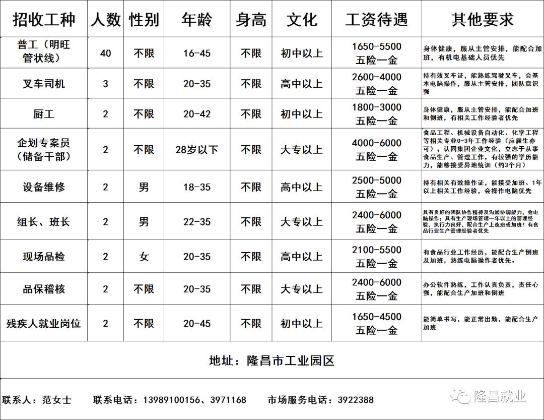 隆昌镇最新招聘信息汇总